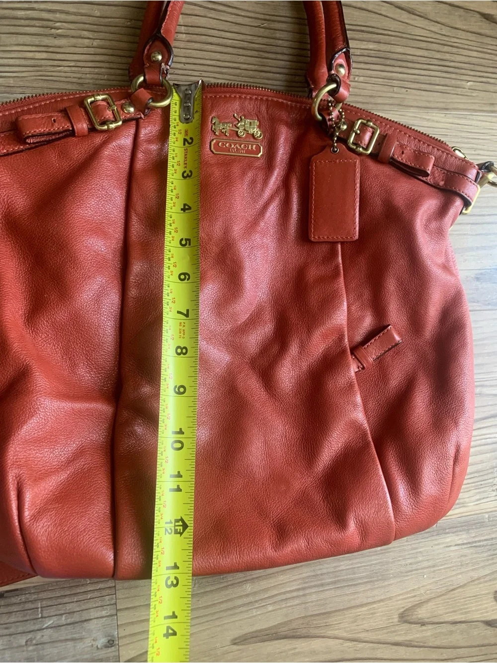 Coach 18641 Madison Leather Lindsey Satchel Shoulder Bag Burnt Orange
